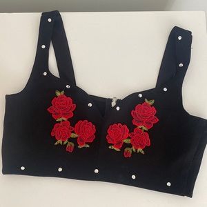 Topshop Flower Print Crop Top